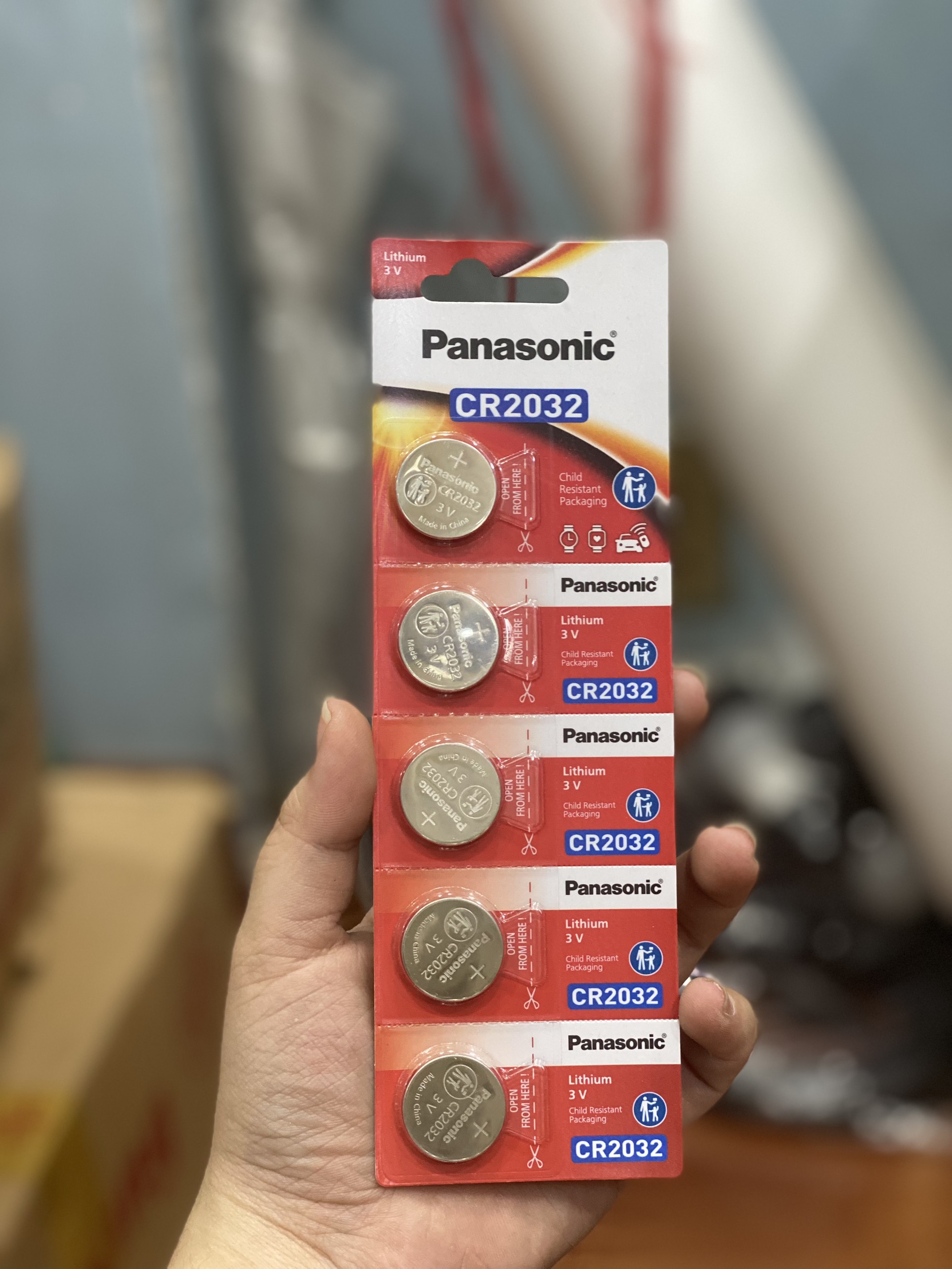 5 Viên Pin CR2032 3V Panasonic Lithium thay pin Smartkey , Cmos , Pin thay Airtag - Hàng chính hãng