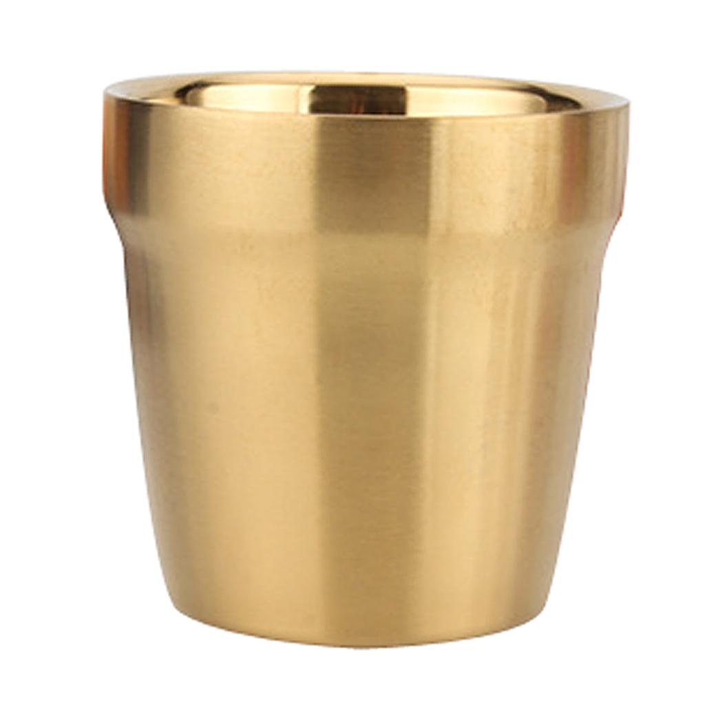 2x Double Wall Wine Glass 304 Stainless Steel Beer Glass Gold Travel Tumbler