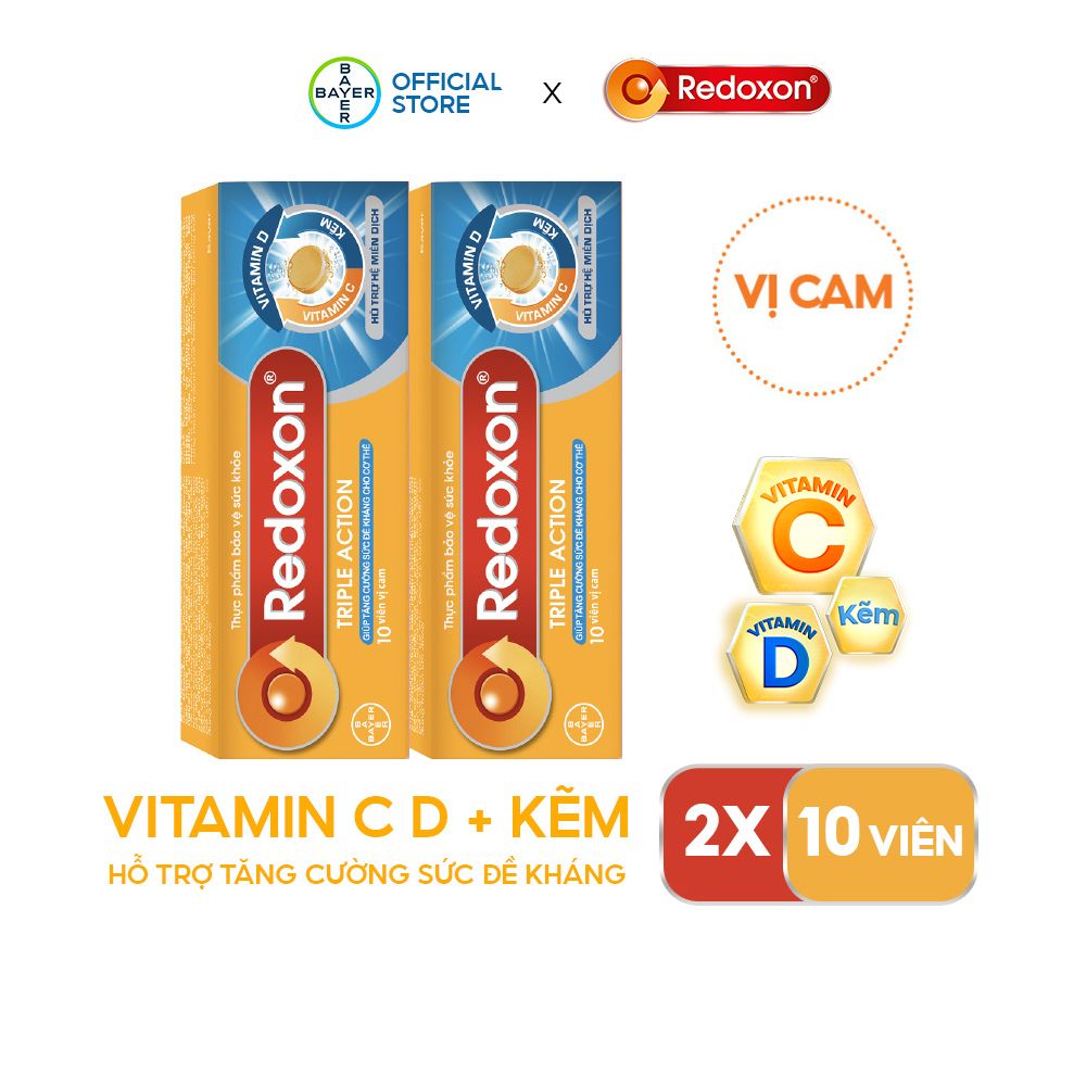 Bộ 2 Viên Sủi Bổ Sung Vitamin C, D, Và Kẽm Redoxon Triple Action 10 Viên