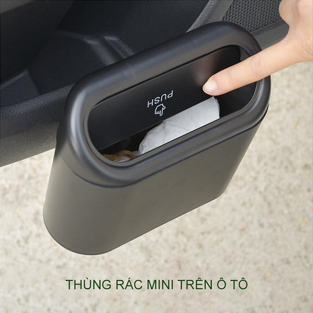 Thùng rác mini có nắp, hộp đựng rác có chốt cài treo thành cửa treo lưng ghế ô tô, xe hơi giá rẻ