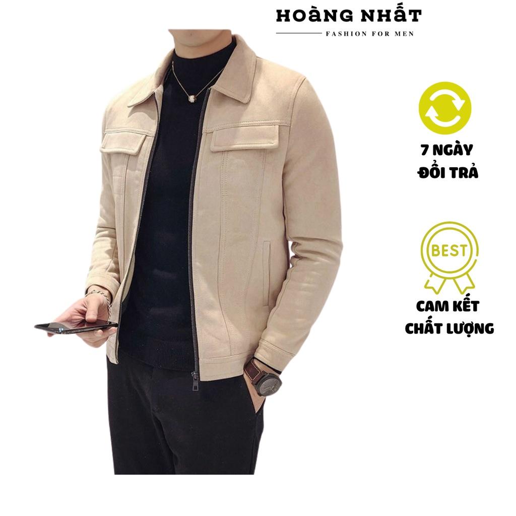 Áo khoác nam da lộn cao cấp giả túi phong cách sang trọng trẻ trung áo ấm cho mùa thu đông - AK021
