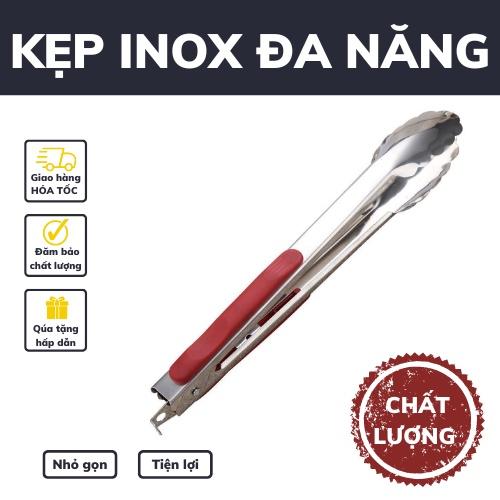 Kẹp gắp thức ăn INOX thép không gỉ kẹp đa năng gắp đá đồ ăn tiện lợi có bọc nhựa an toàn tiện dụng bảo hành 1 đổi 1