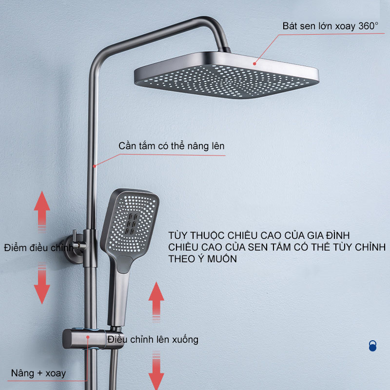 Vòi Sen Tắm Nóng Lạnh Thế Hệ Mới Cho Nhà Tắm Tiện Nghi Điều Chỉnh Phím Piano Lõi Van Sứ