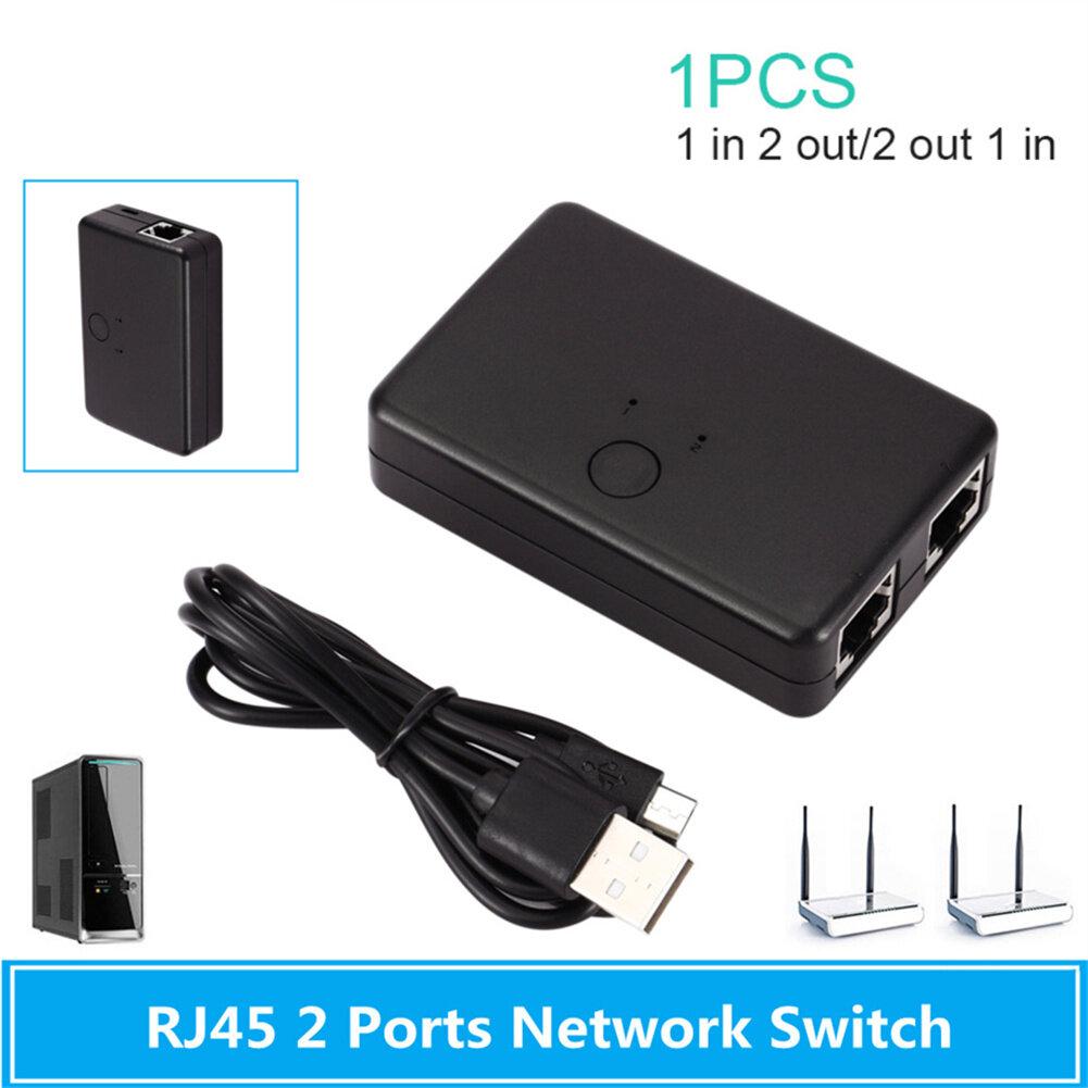 Bộ chuyển mạng Rj45 không cần cắm 2 Trong 1 Ra Mạng Nội bộ Bên ngoài Tự do Chuyển đổi Bộ điều hợp Chia sẻ Mạng Máy tính