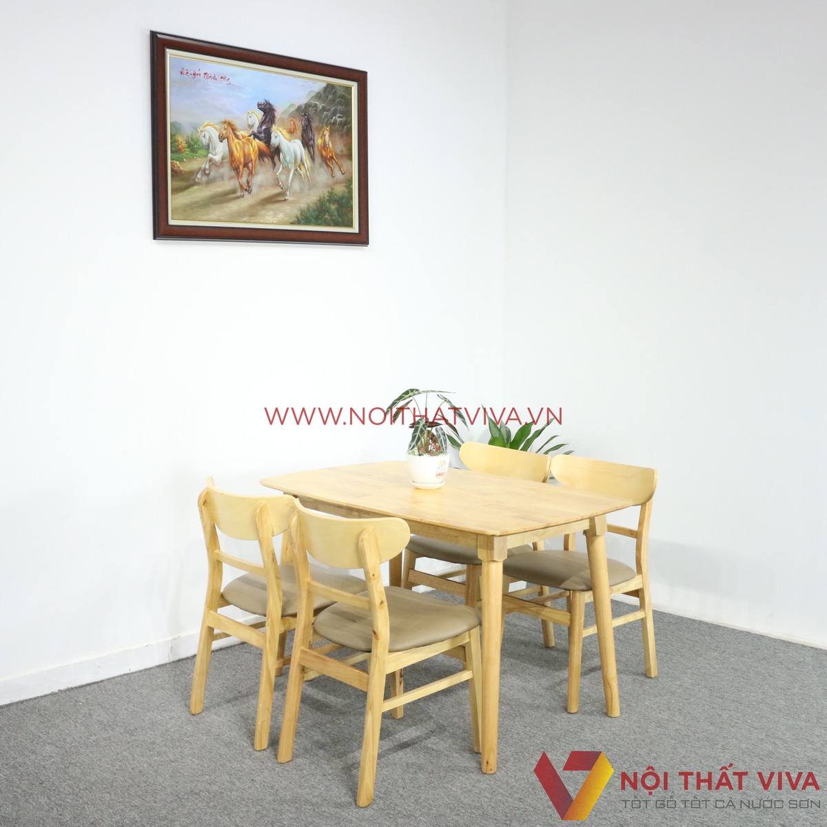 Bộ Bàn Ăn Mango 4 Ghế Bọc Nệm Gỗ Cao Su Đẹp Giá Rẻ