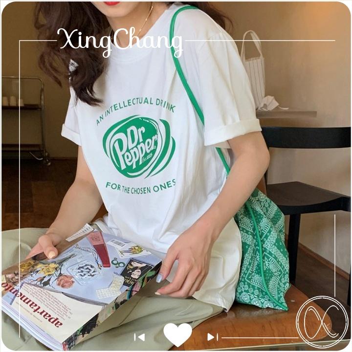 Áo thun nữ hè dáng basic, áo thun phong cách công sở XingChang chất mịn đẹp nữ tính in PEPPER mã NXC26