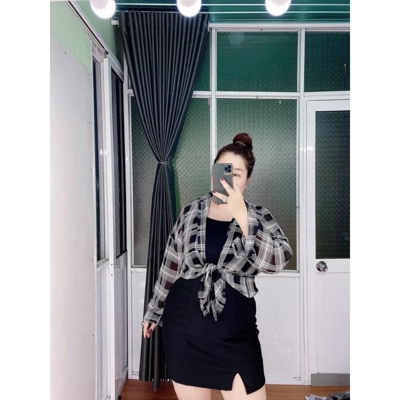 Đầm 2S body + sơ mi caro bigsize 60=&gt;90 tuy chiều cao ( ĐẦM ĐI TIỆC/ DẠO PHỐ ĐI CHƠI)