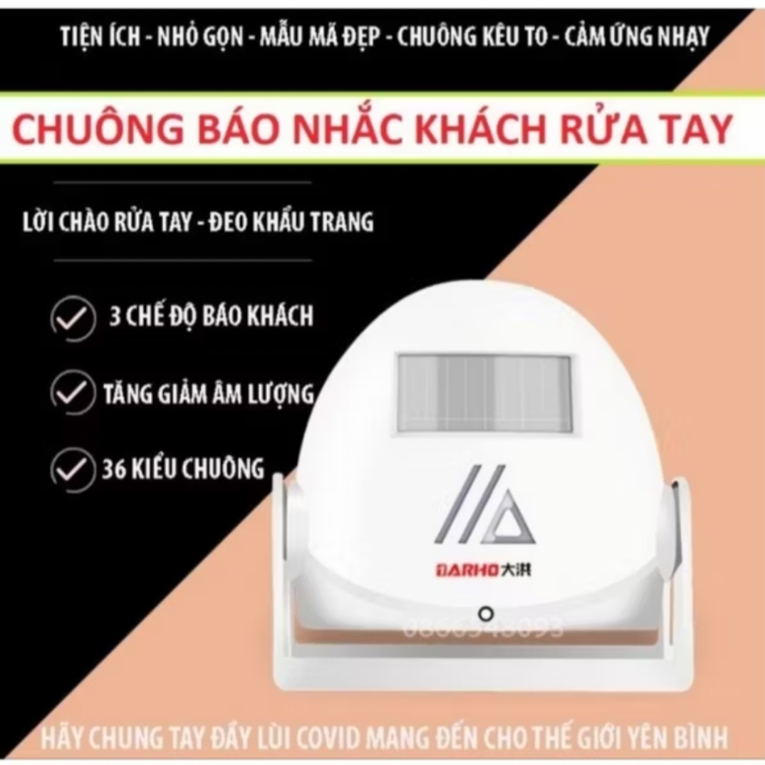 1 CÁI CHUÔNG CỬA BÁO KHÁCH BÁO RỬA TAY SÁT KHUẨN BẰNG HỒNG NGOẠI THÔNG MINH