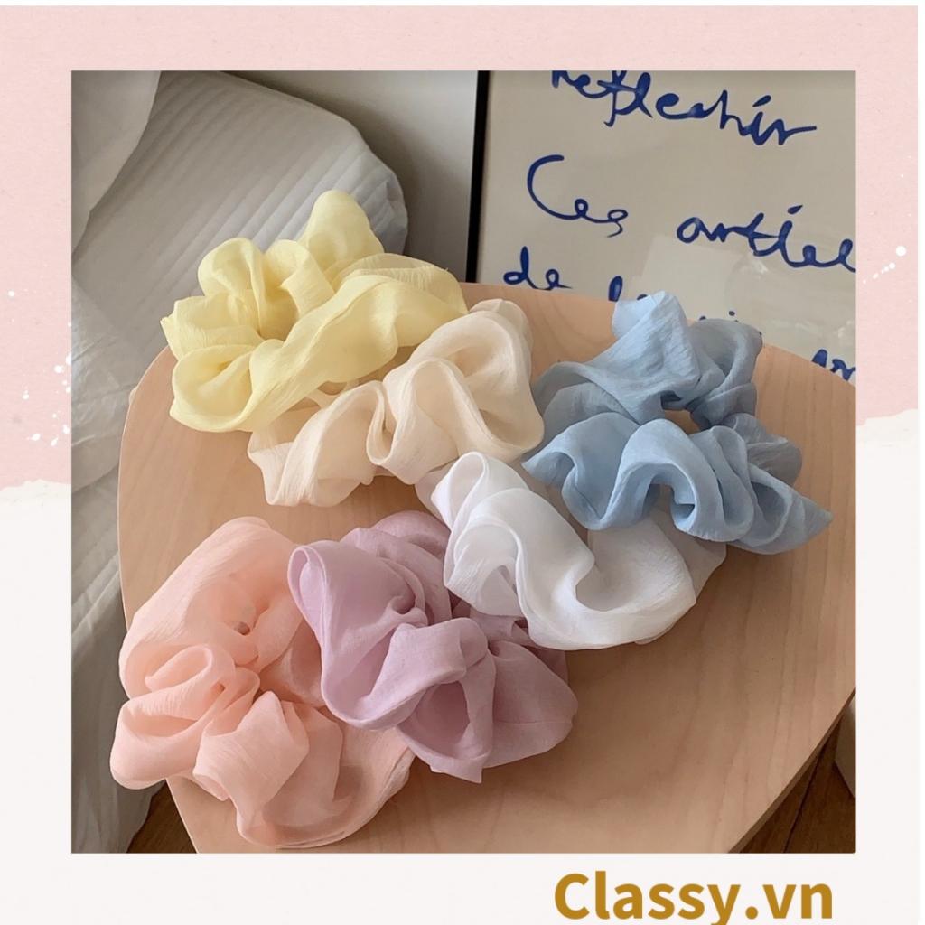 Dây cột tóc Classy, Scrunchies vải voan mềm mịn, màu sắc tông pastel trang nhã PK1505