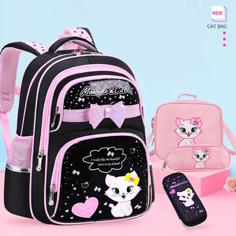 Cô Gái Dễ Thương Trường Túi Thời Trang Chỉnh Hình Tiểu Schoolbags Bagpack Mèo Hoạt Hình In Hình Công Chúa Ba Lô Trẻ Em Bookbags Mochila