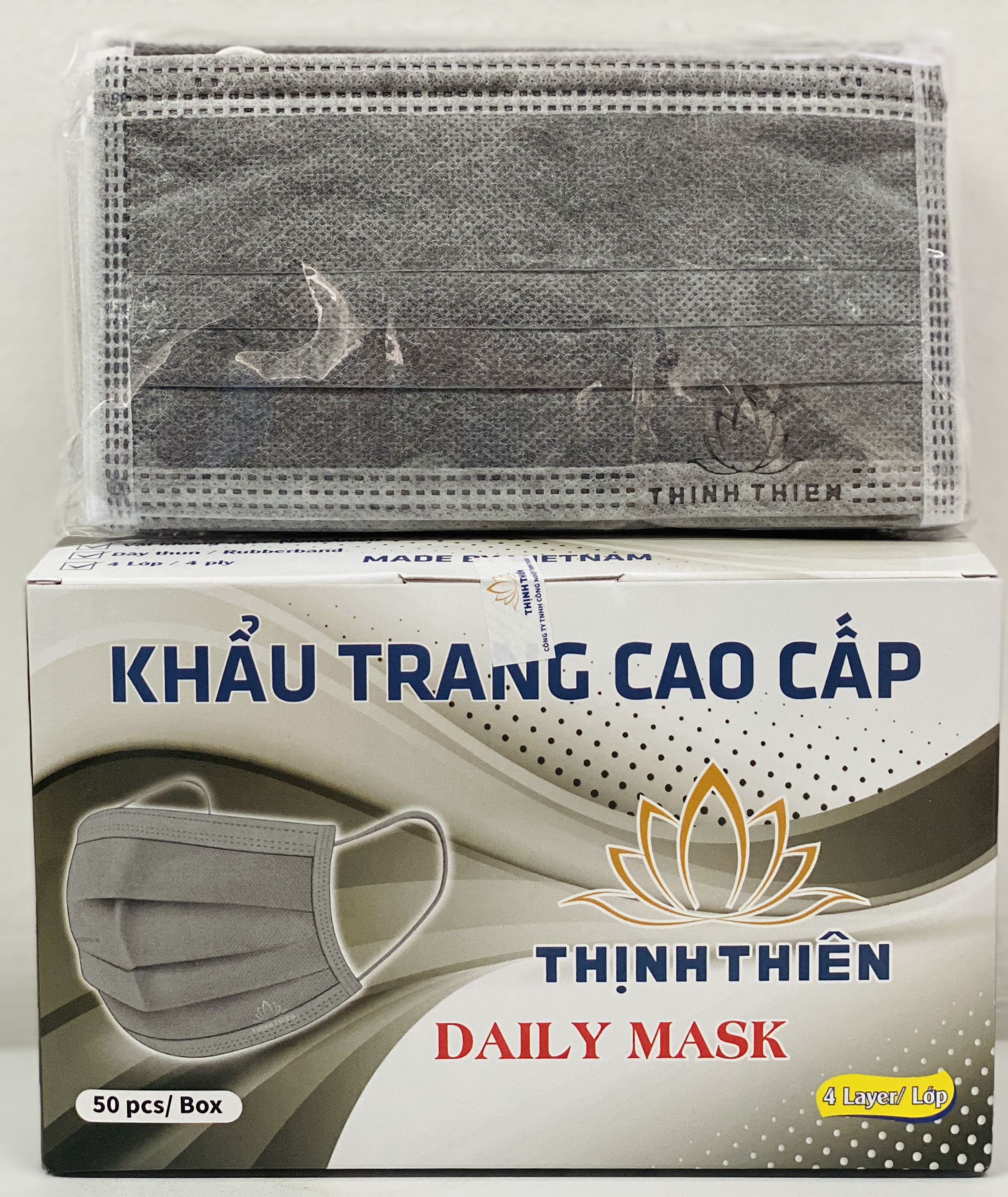 Combo 2 Hộp Khẩu Trang Y Tế 4 Lớp Thịnh Thiên (Xanh-Xám)