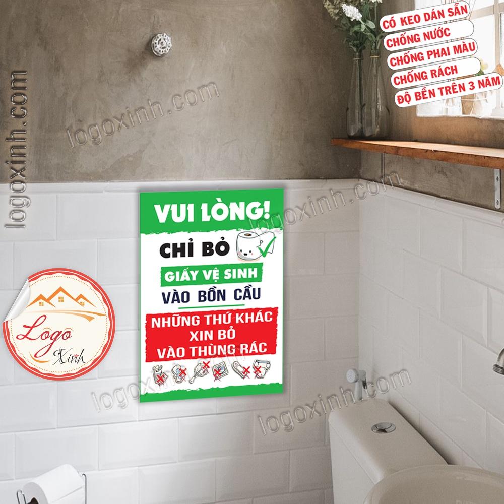 LOGO STICKER TEM DÁN YÊU CẦU BỎ GIẤY VỆ SINH VÀO BỒN CẦU SAU KHI SỬ DỤNG, GIỮ SẠCH NHÀ VỆ SINH TOILET, KEEP TOILET CLEAN