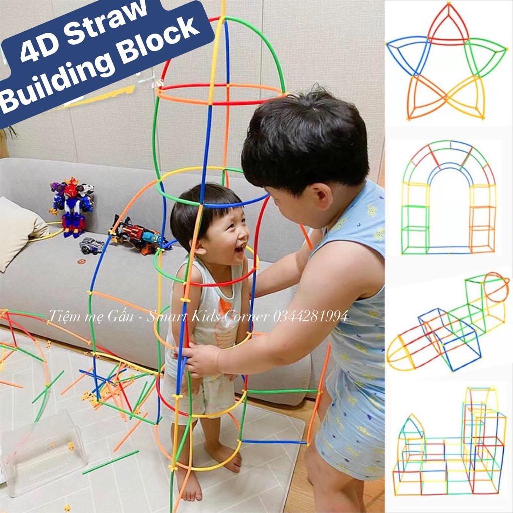 ĐỒ CHƠI GIÁO DỤC HOT NHẤT 2023BỘ GHÉP HÌNH QUE ỐNG HÚT 4D STRAW BUILDING BLOCK CHO BÉ ĐƯỢC GIẢI PHÓNG TRÍ TƯỞNG TƯỢNG