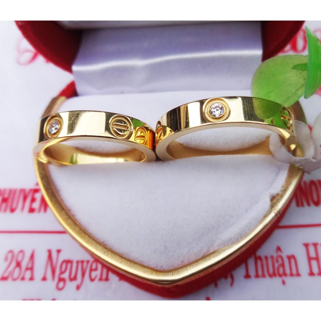 Nhẫn Cặp Cati Đính Xoàn Titan Cao Cấp