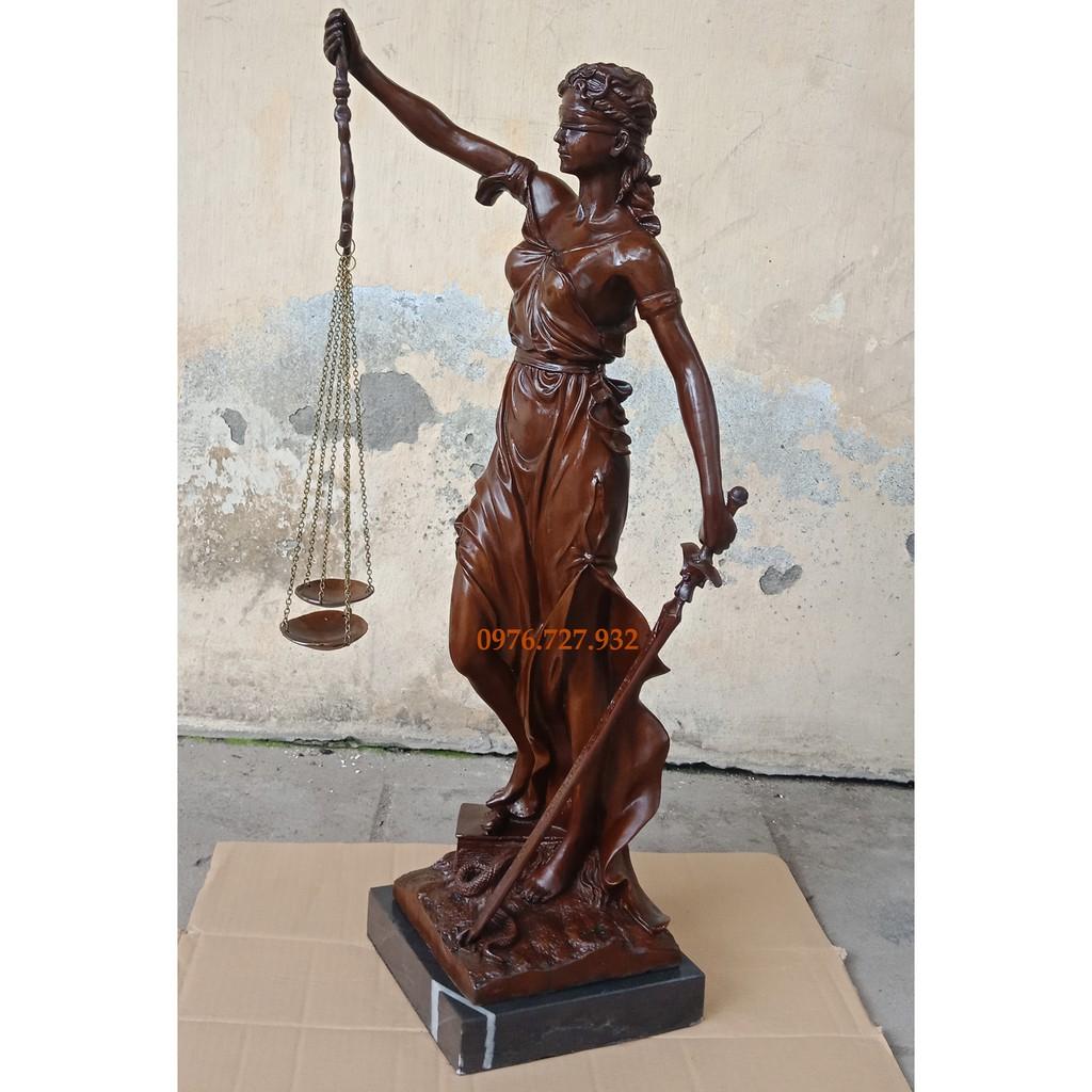 Tượng nữ thần công lý bằng đồng cao 70cm, tượng nữ thần công lý