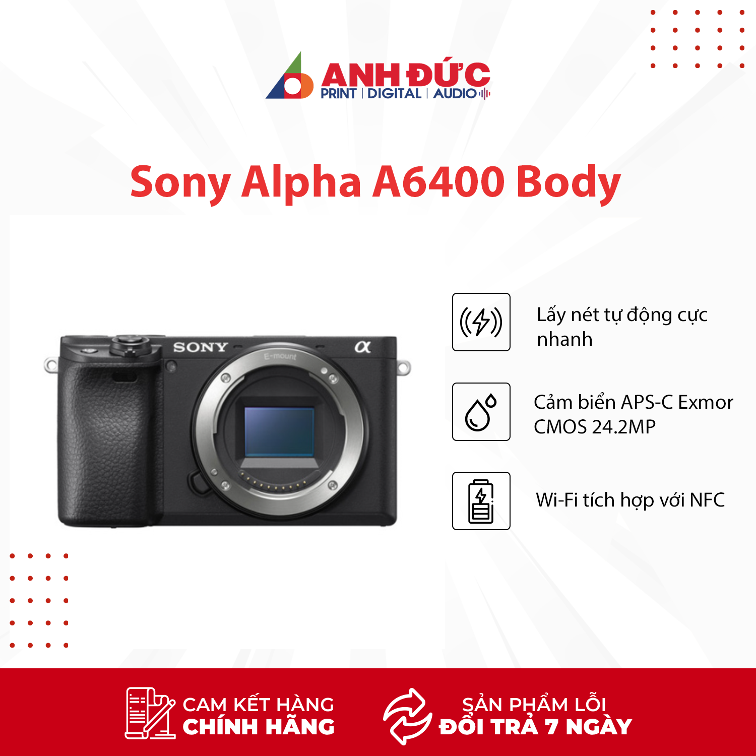 Máy Ảnh Sony Alpha A6400 - Hàng Chính Hãng - Body