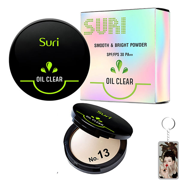 Phấn Trang Điểm Suri Oil Clear Smooth &amp; Bright Powder Hàn Quốc 12g # No.13 Da sáng  tặng kèm móc khóa