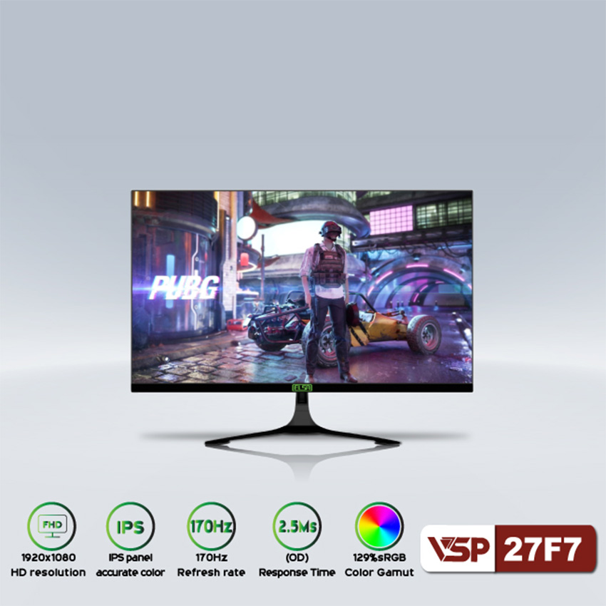 MÀN HÌNH GAMING VSP ELSA 27F7 (27 INCH/FHD/IPS/170HZ/2.5MS) - Hàng Chính Hãng