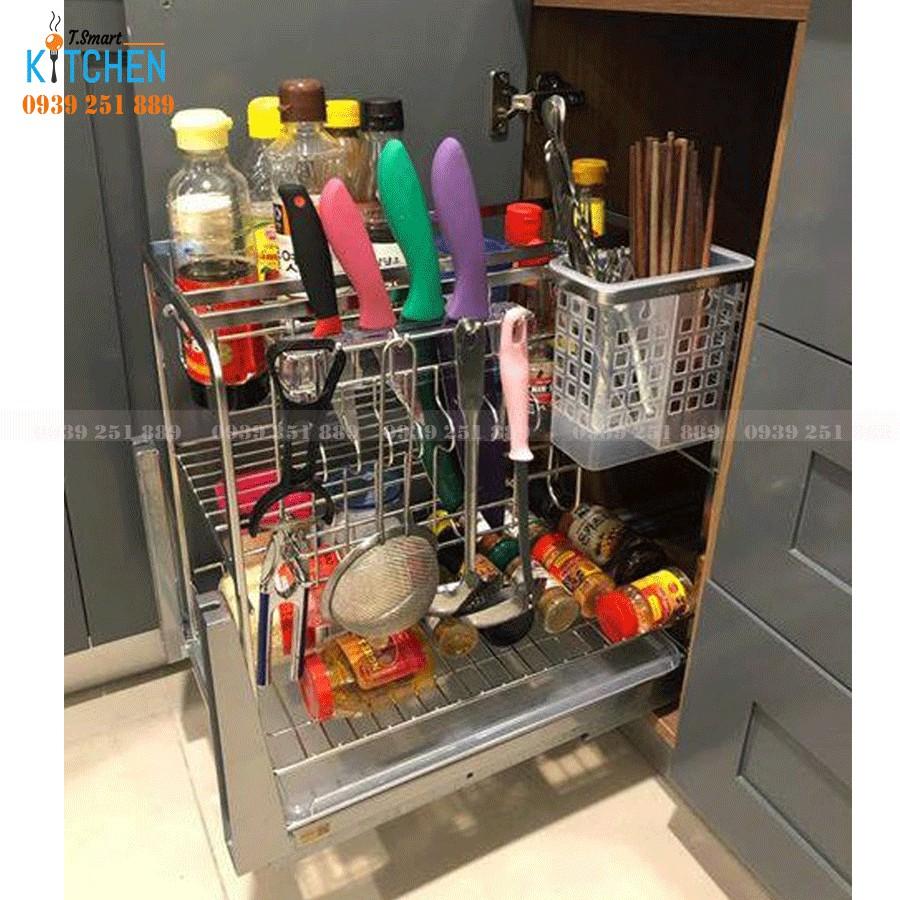 Kệ Gia Vị Inox 304 Cho Tủ Bếp Dưới Tủ 400mm