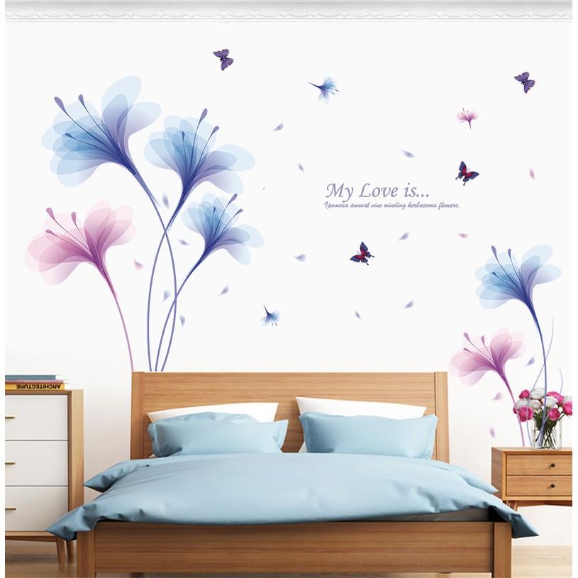 Decal dán tường hoa màu tím My Love is XL8262