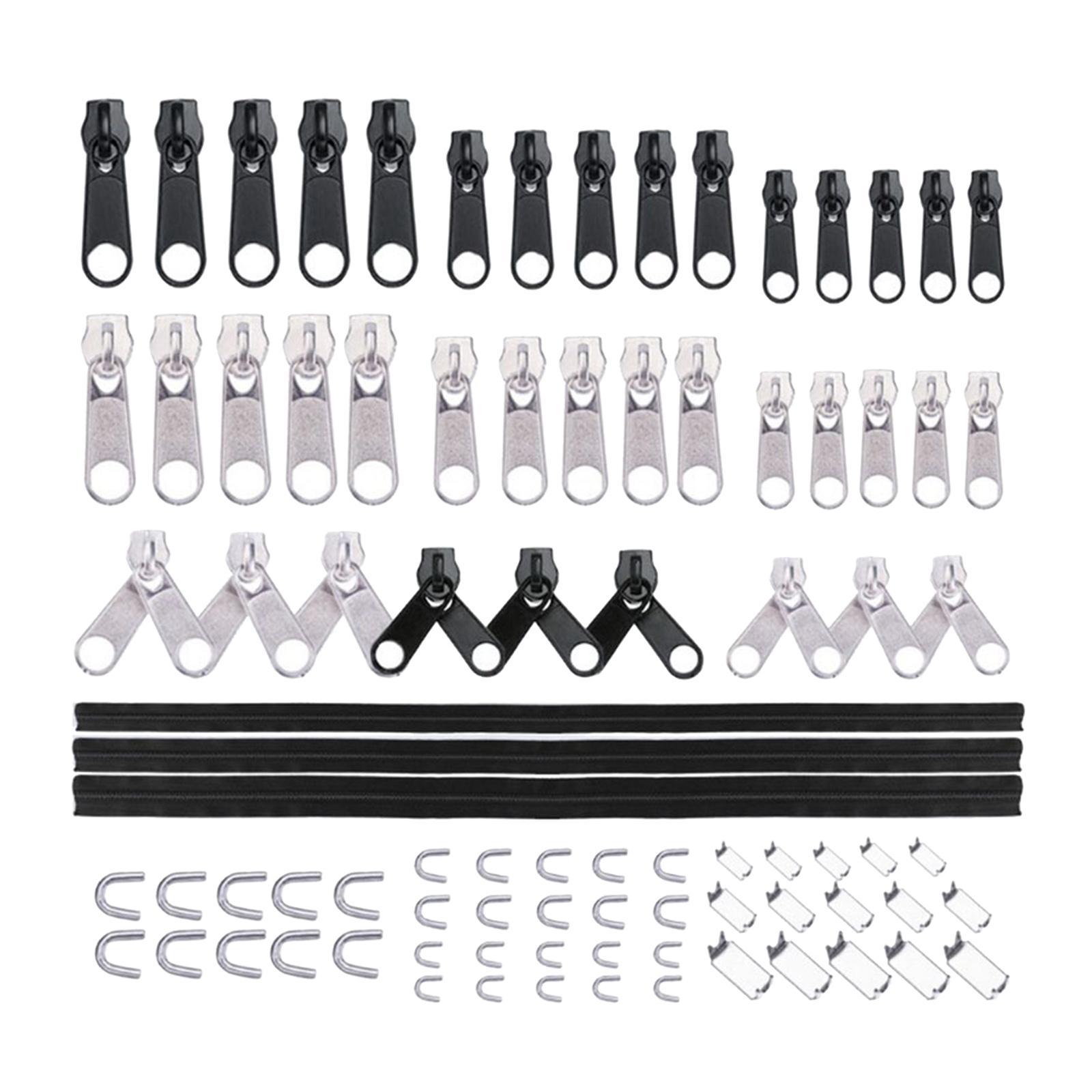 87 Pieces Nylon Zipper Repair Kit Zipper Heads Coat Replacement
