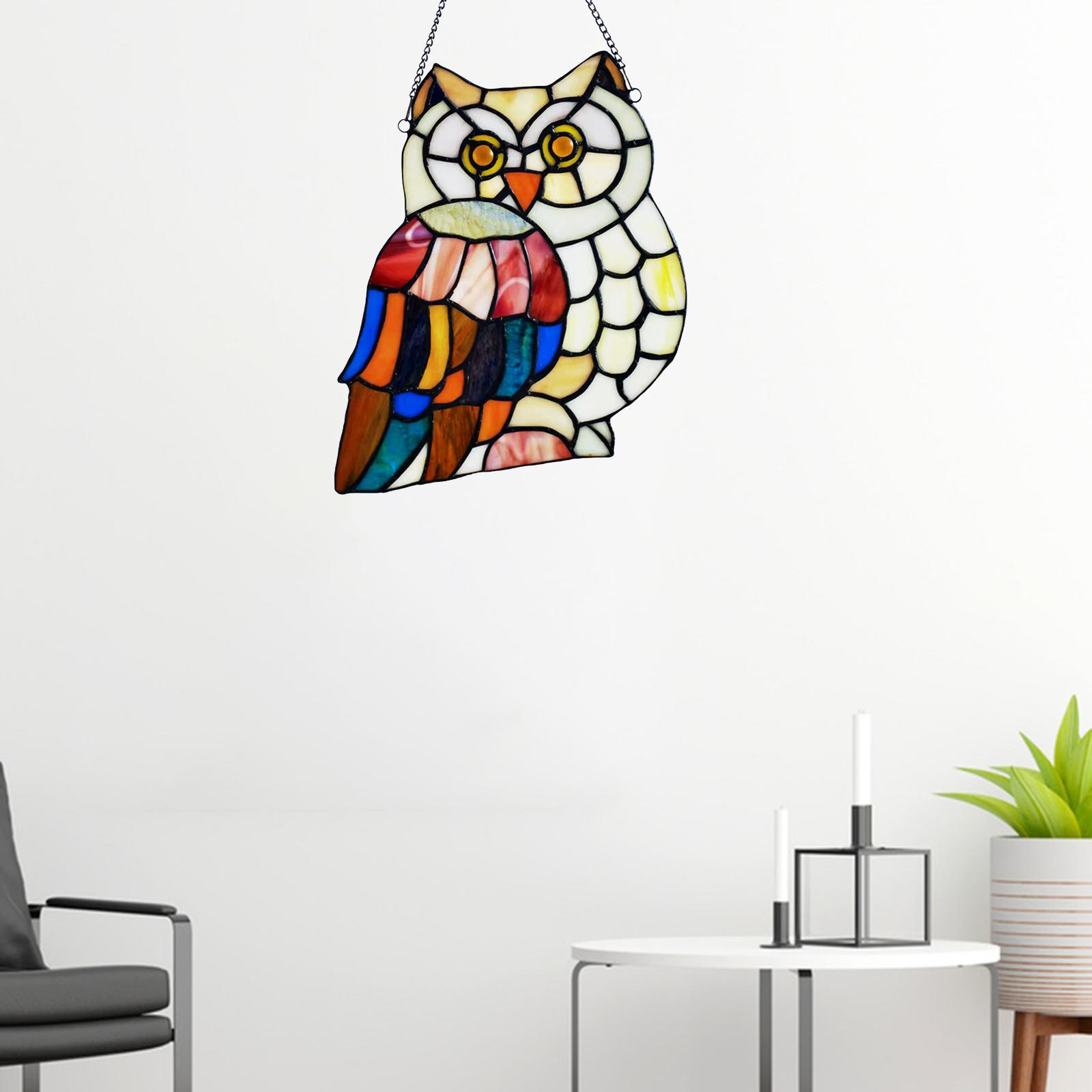 Stained Window Hangings Panel with Chain Owl for window and