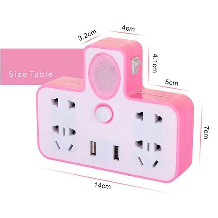 Ô Cắm Điện Hình Chữ T Tích Hợp Đèn Ngủ - Có Cổng USB Sạc Điện Thoại - Hàng Cao Cấp