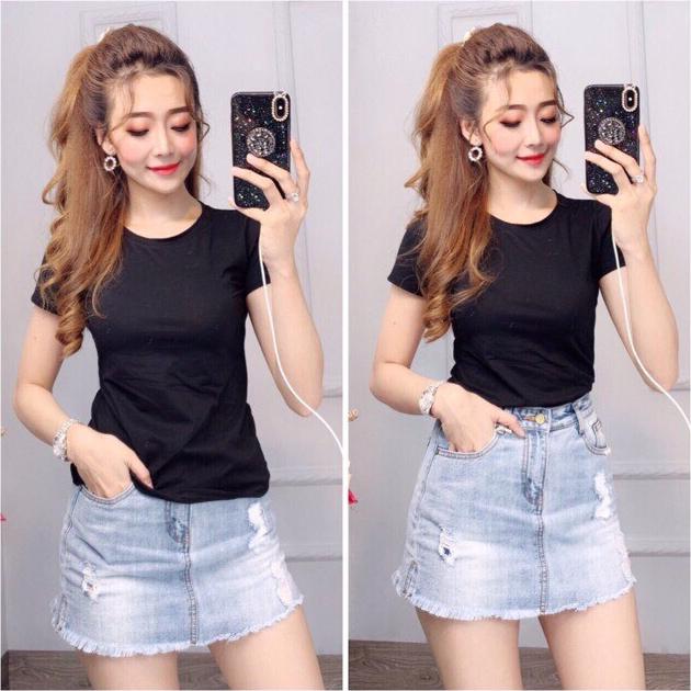 Áo thun nữ trơn MXM cổ tròn tay ngắn thun cotton 4 chiều mặc tôn dáng ( ANU015 )