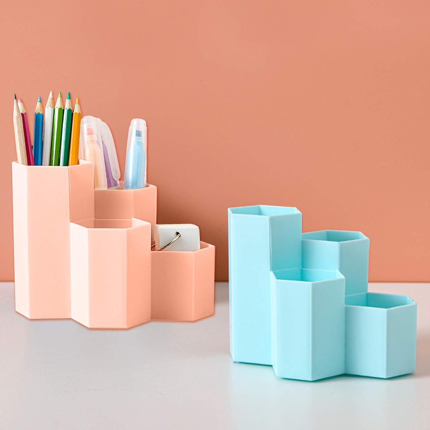 Hexagonal-habit, bắn nhựa hình lục giác, người tổ chức bút chì, văn phòng phẩm hình lục giác, bút chì hộp chứa đa chức năng, nồi bút chì