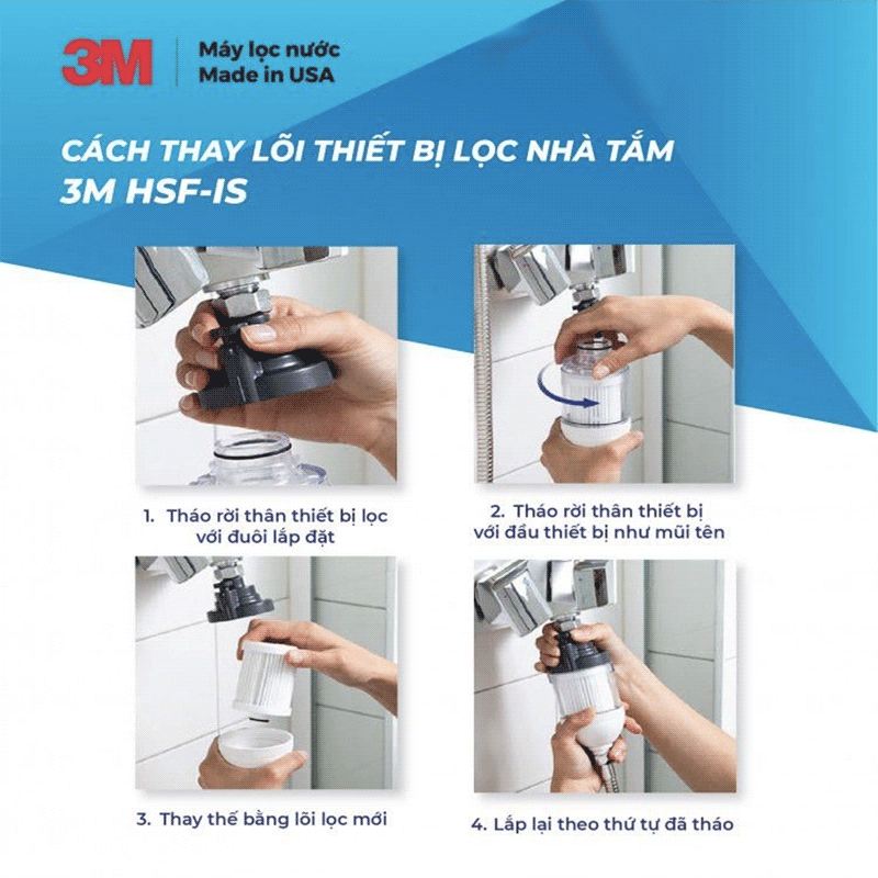 Bộ Lọc Nước Vòi Sen Tắm Nóng Lạnh 3M SFKC01-CN1 | 3M HSF-IS Tự Lắp Đặt Dễ Dàng, Thay Lõi Đơn Giản - Hàng Chính Hãng