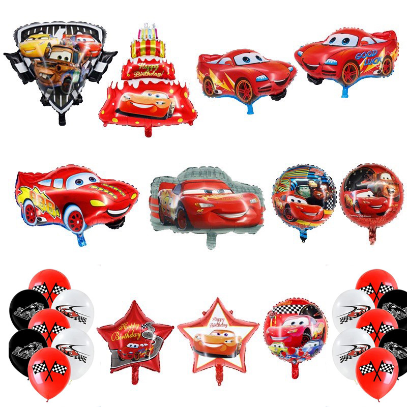 [HCM] Size đại Bóng kiếng trang trí sinh nhật thôi nôi chủ đề hoạt hình xe hơi, xe đua ô tô Lightning Mcqueen