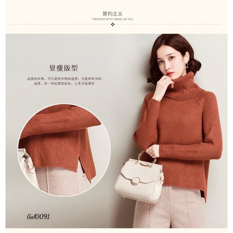 Áo len cổ lọ vạt lệch hàng QCL1