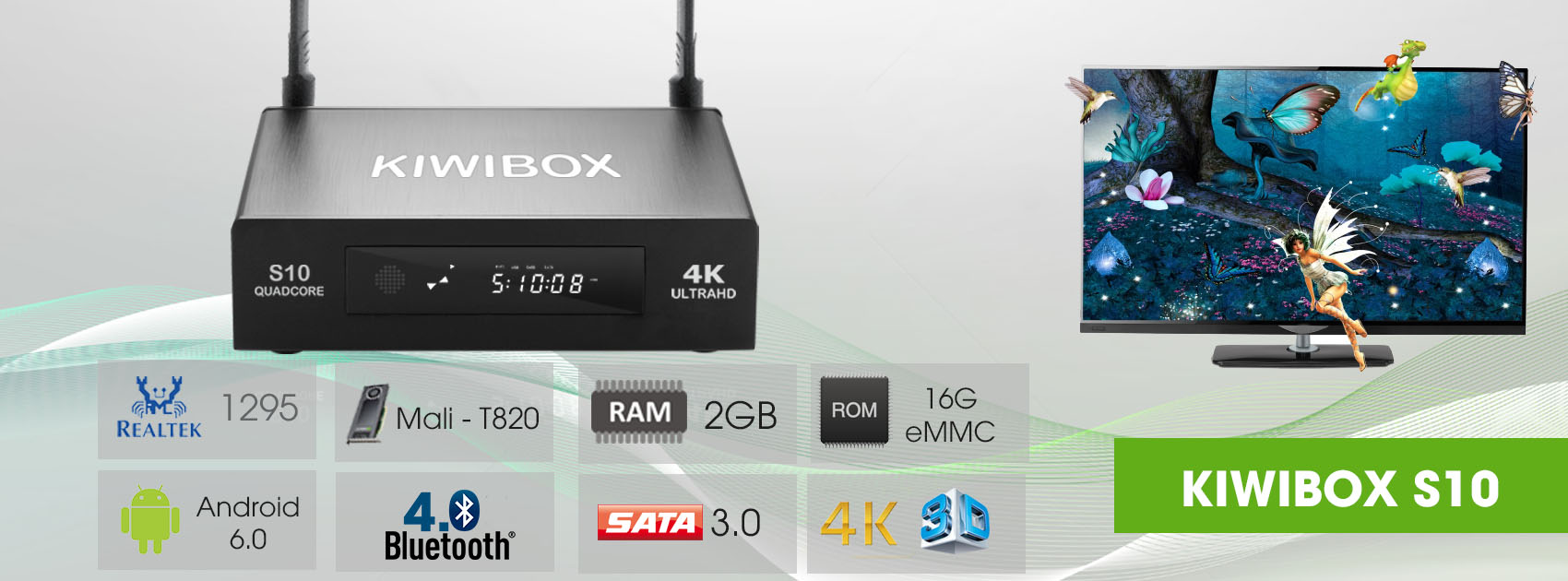 Đầu Android KIWIBOX S10 - Realtek 1295 chipset ARM Cortex A53 x 4 core _ CHÍNH HÃNG