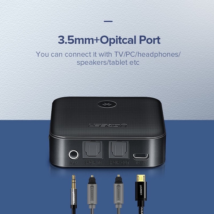 Bộ nhận và phát Bluetooth 5.0 hỗ trợ SPDIF Optical và APTX UGREEN 70158 hàng chính hãng