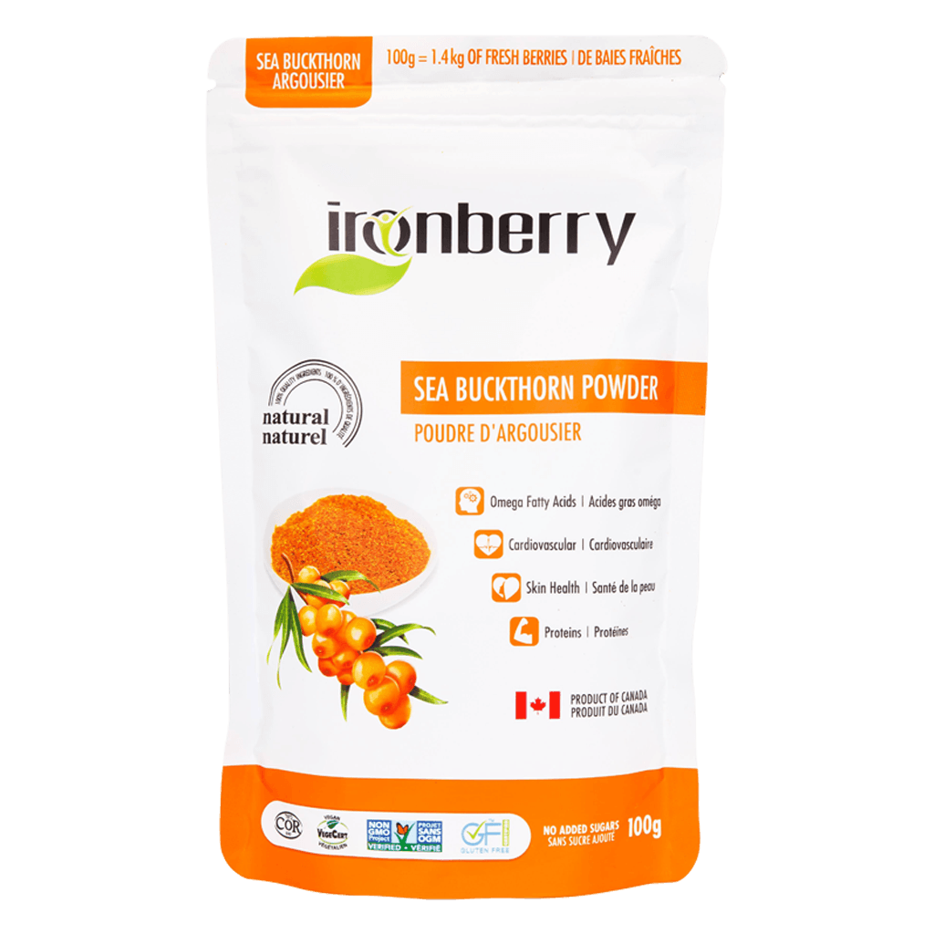 Bột Hắc Mai Biển nguyên chất nhập khẩu Canada bột trái cây bổ sung vitamin IRONBERRY seabuckthorn powder (100gr)