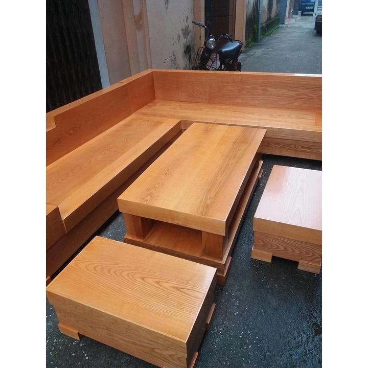 Bộ bàn ghế sofa góc hộp gỗ sồi