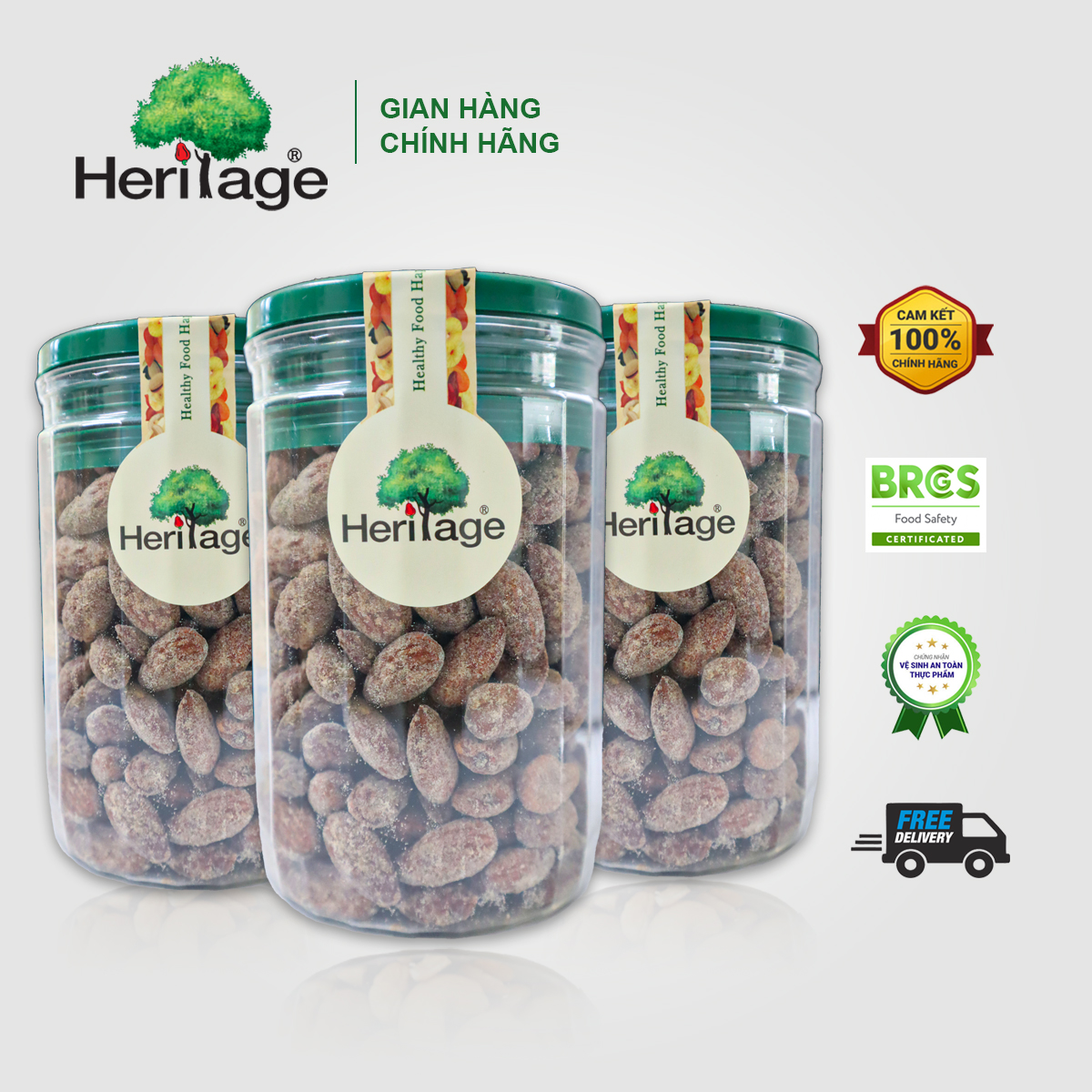 Hạnh Nhân Nguyên Hạt Ngào Mật Ong Heritage - Honey Roasted Almond 500g 