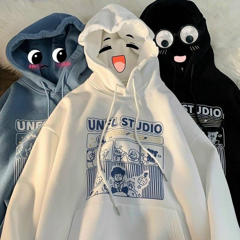 Áo Hoodie Nỉ Bông In Họa Tiết UNFL STUDIO Form Rộng Unisex Nam Nữ Ulzzang NUPAKACHI