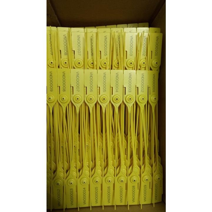 100 chiếc Seal nhựa niêm phong dạng tròn trơn thẳng dài 23 cm khóa kim loại in seri liên tục