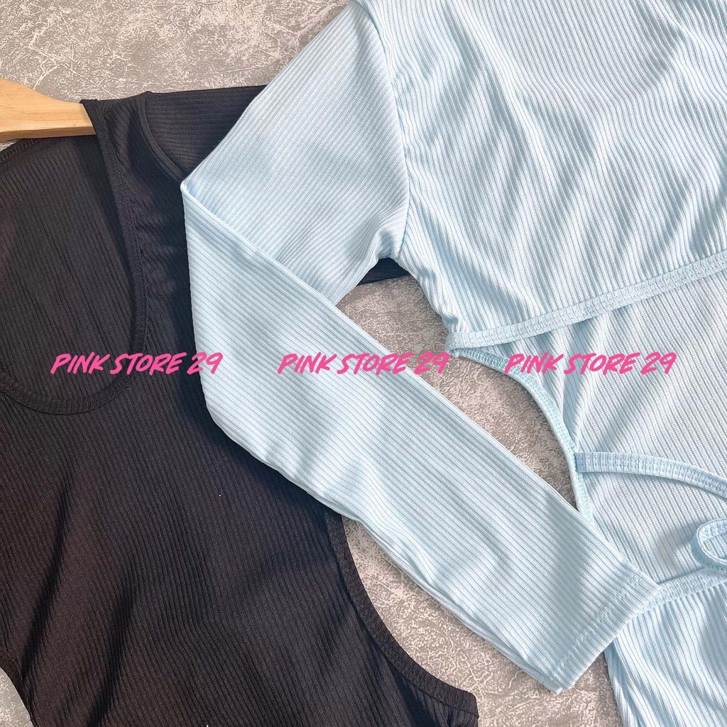 Đầm Ngắn Body Dài Tay PINKSTORE29, Dáng Ôm Hở Eo Siêu Quyến Rũ D086