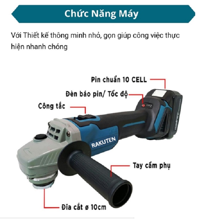 Máy Mài Pin RAKUTEN 118V Không Chổi Than Siêu Khoẻ