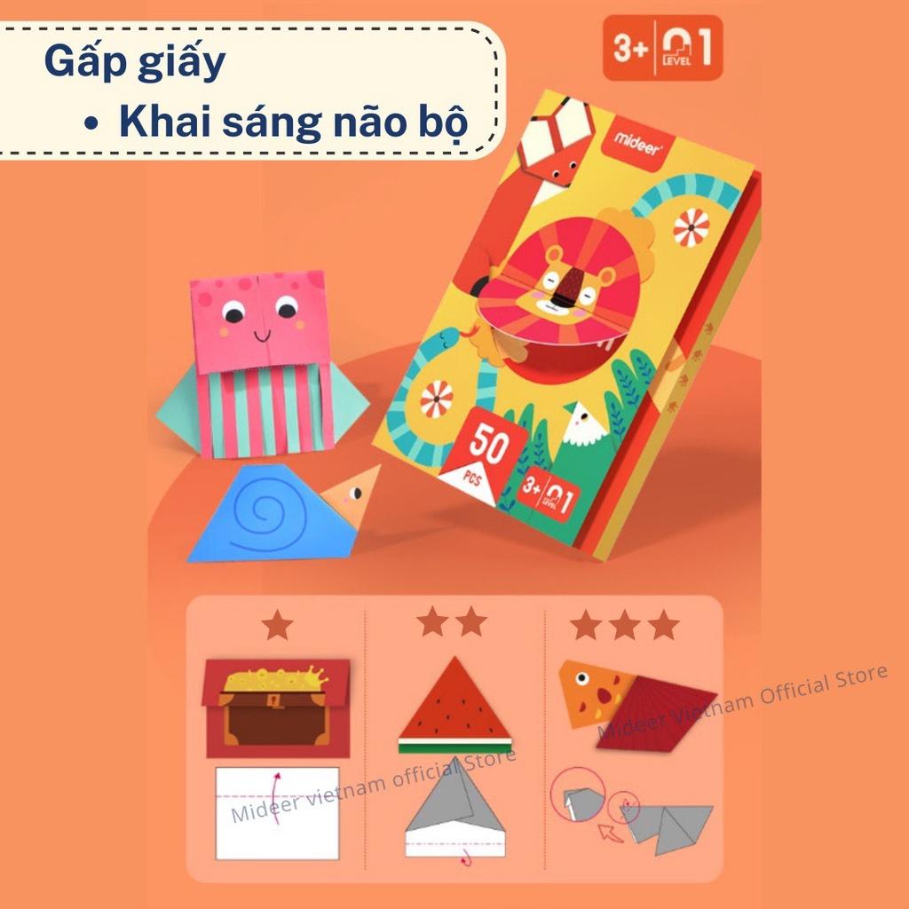 Giấy Gấp Origami Mideer Origami 3 cấp độ, Đồ Chơi Thủ Công giáo dục sáng tạo Cho Bé 2 3 4 5 Tuổi