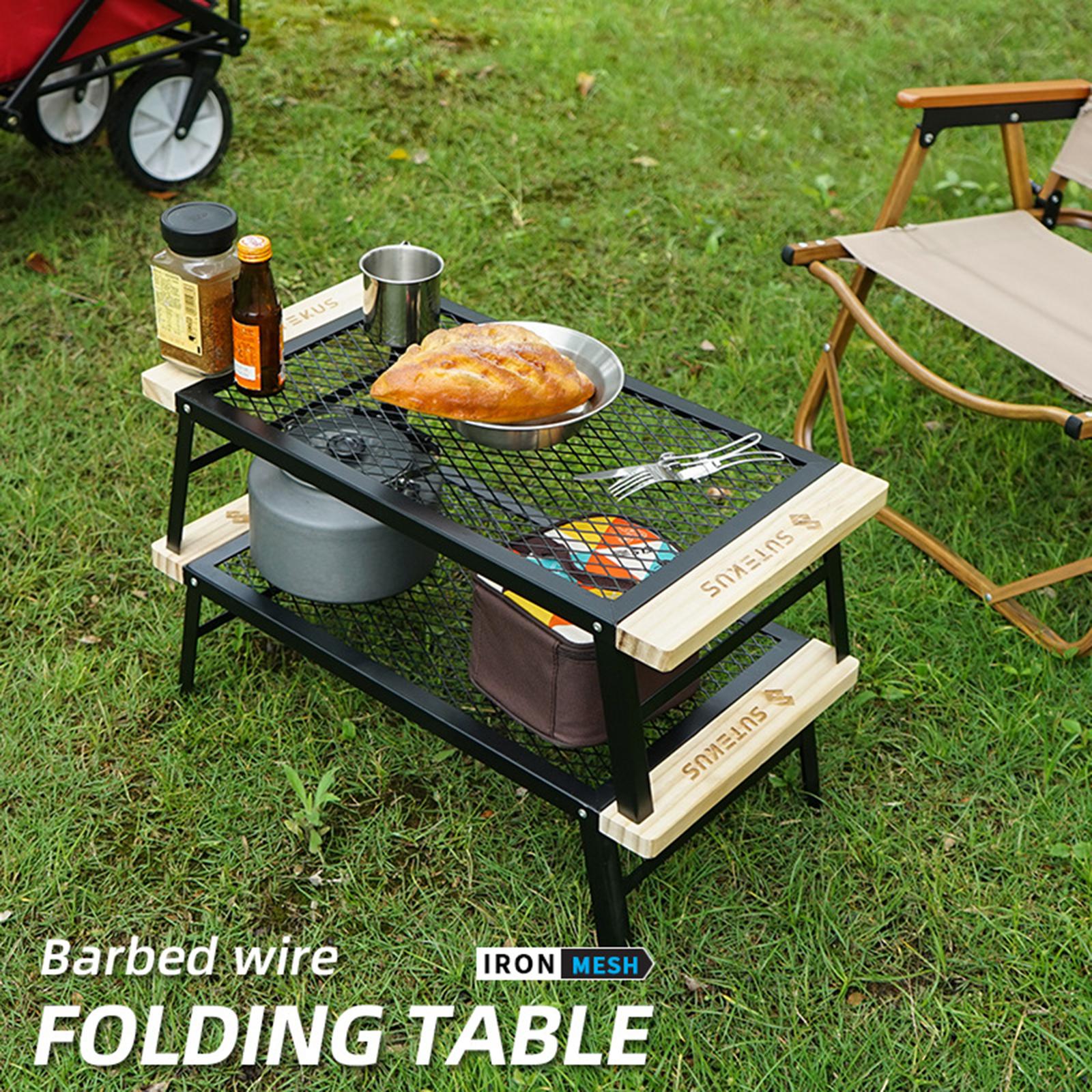 Iron Outdoor Indoor Folding Net Table Lightweight Camping BBQ Backyard