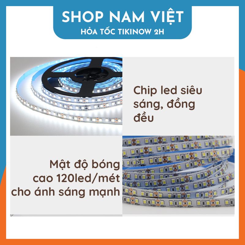 Dây Đèn LED 2835 12V Siêu Sáng 120 Led / Mét (Cuộn 5m - Không kèm nguồn)