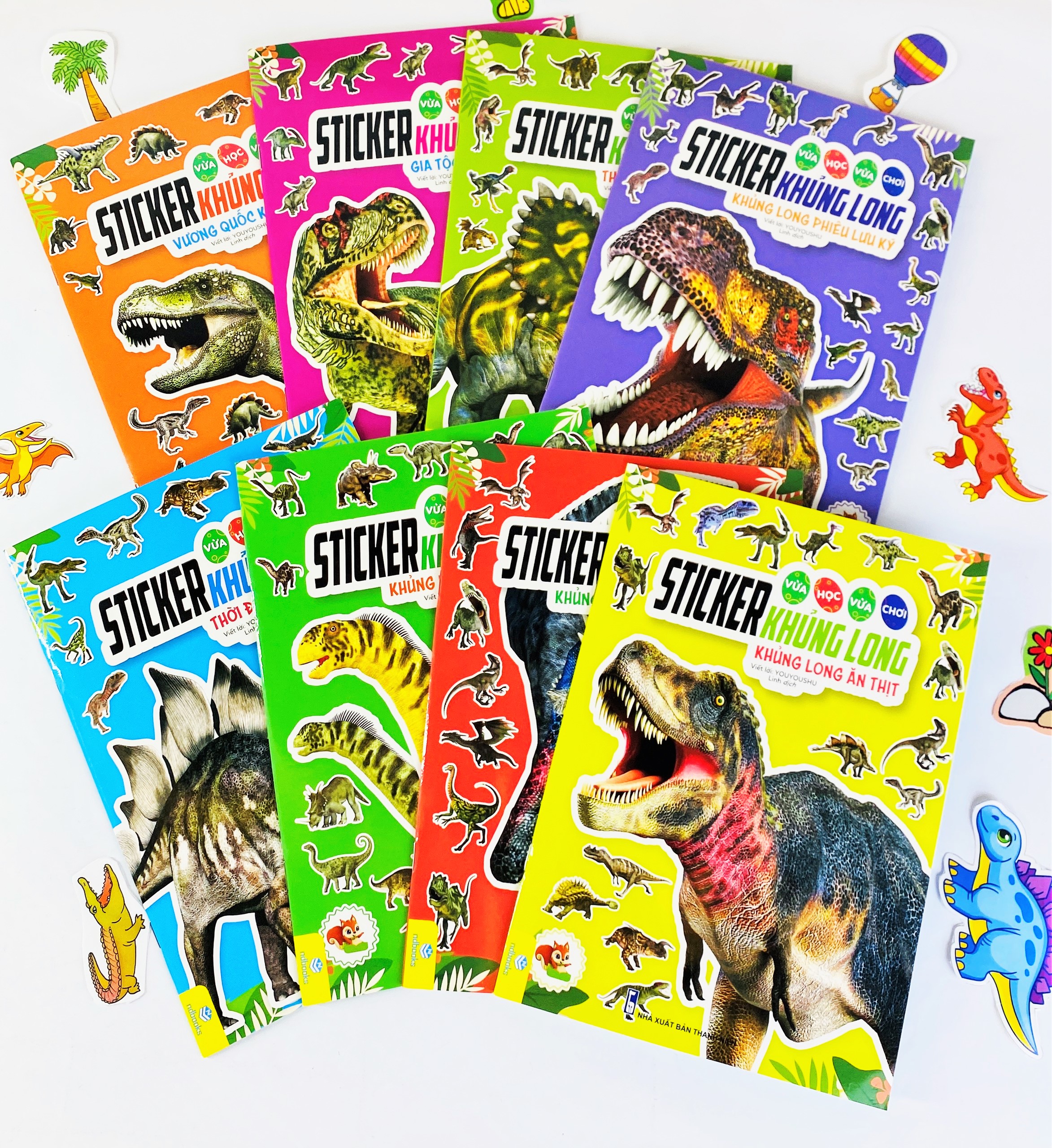 Sách - Trọn bộ 8 cuốn Sticker Khủng Long - Vừa Học Vừa Chơi - ndbooks