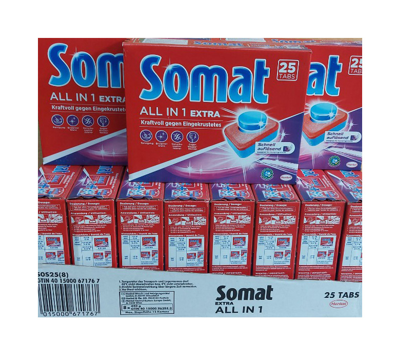 Combo 2 hộp Viên rửa bát và làm bóng cao cấp Somat All in 1 Extra 10 Multi - AKTIV 25 Viên - Đức