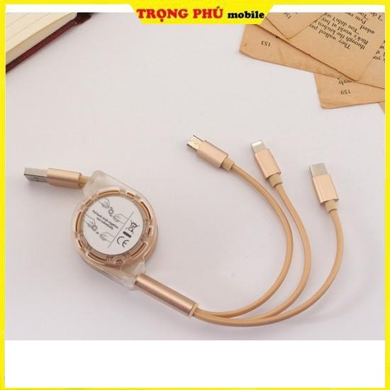 CÁP SẠC RÚT CAO CẤP 3 ĐẦU Lightning/Type C/Micro USB