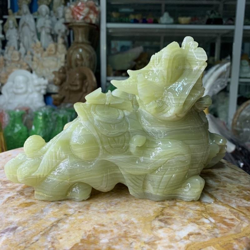 Cặp Tỳ Hưu Chiêu Tài Lộc Đá Ngọc Onix - ngang 20cm