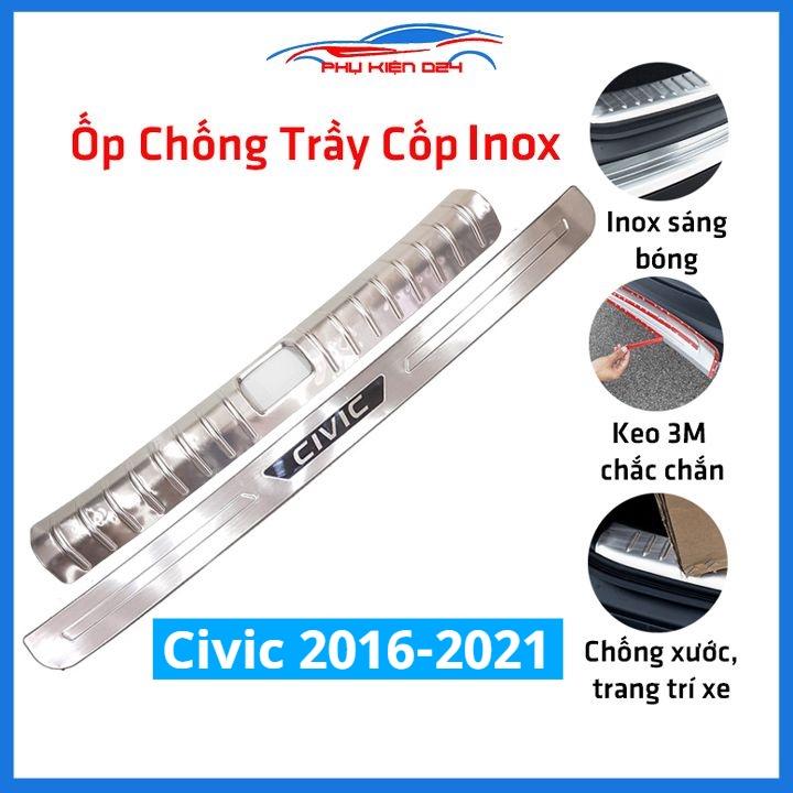 Ốp chống trầy cốp Civic 2016-2017-2018-2019-2020-2021 inox sáng bóng bảo vệ xe chống va đập