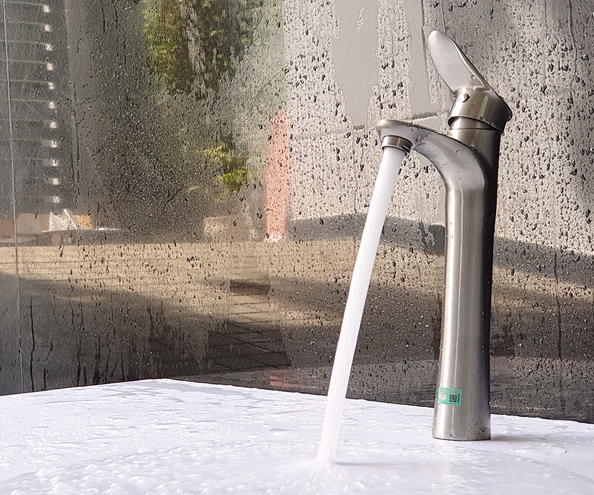 Vòi Lavabo nóng lạnh điếu cao 30cm Inox SUS 304 Eurolife EL-ORCHID 03 (Trắng vàng)